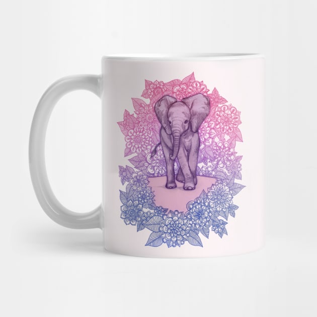 Cute Baby Elephant in pink, purple & blue by micklyn